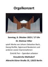 Orgelkonzert 8.10.2023 in der Kreuzkirche